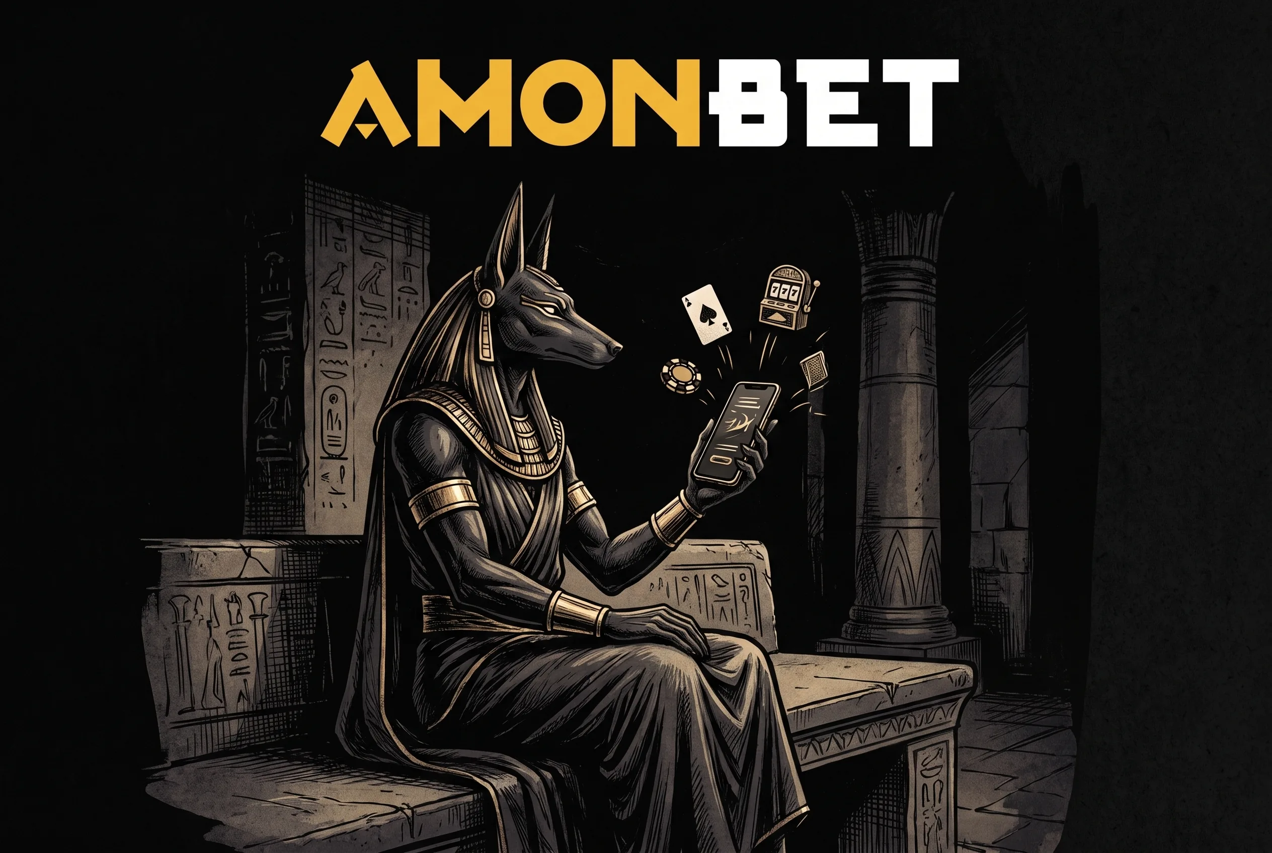 Illustration Amonbet : Anubis avec un téléphone